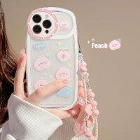 สร้อยข้อมือรูปตัวการ์ตูนรูปพีชแบบเรียบง่ายเหมาะสำหรับ iPhone 13เคสโทรศัพท์ Apple 14Promax 12พร้อมเชือกแขวน11ชุด11PRO กันตก