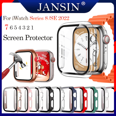 ฟิล์มกันรอย + เคส For Apple Watch 8 45mm 41mm Screen Protector Cover PC Protection Frame For Apple Watch Series 8 7 6 SE 5 4 3 2 1 44mm 40mm 42mm 38mm เคสป้องกัน