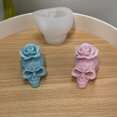 3D Plaster Polymer Clay Handmade Soap Candle Molds For Candle Making Rose Skull Candle Molds Silicone Skull Shape