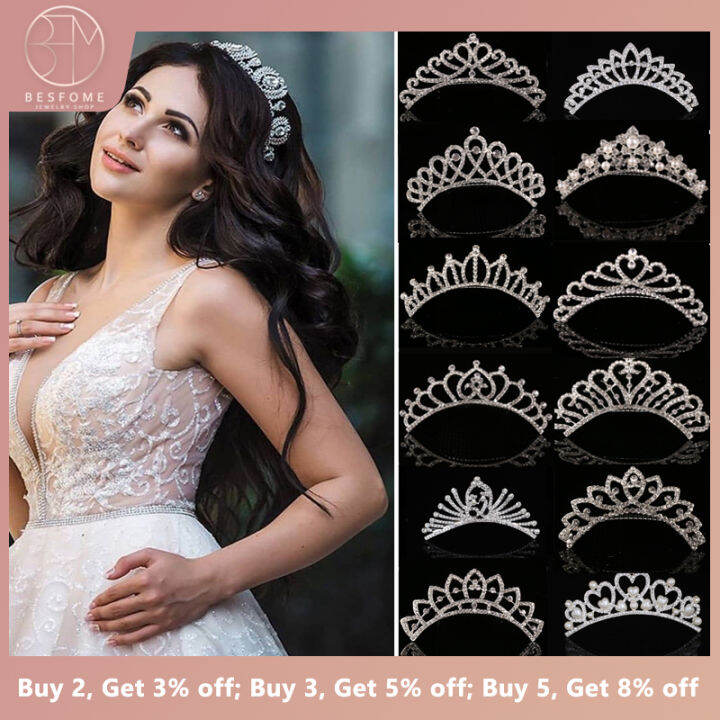 BESFOME Rhinestone Party Bridal Tiara Headband Wedding Crown Mahkota Lazada PH