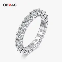 OEVAS 2.2กะรัต3มม.Moissanite Full Circle แถวแหวนเพชร925เงินสเตอร์ลิง Pass เพชร Test สำหรับงานแต่งงานเครื่องประดับ Fine