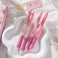 WENTIL 4Pcs หมึกพิมพ์หมึก ปากกาเจลแมวดำ พลาสติกทำจากพลาสติก สีชมพูอมชมพู ปากกาเจลรูปสัตว์การ์ตูน น่ารักน่ารักๆ ปากกาโมเดลแมว ออฟฟิศสำหรับทำงาน