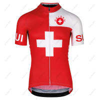 2021 Summer Men Switzerland Cycling Jersey Short Sleeve Red tour de-Suisse Bicycle Riding Clothing Cycling Maillot Ropa Ciclismo