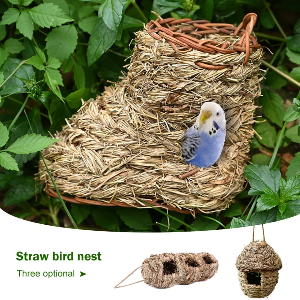 Grass Hand Woven Bird Hut Shelter Bird Nest Bird Cages Hanging