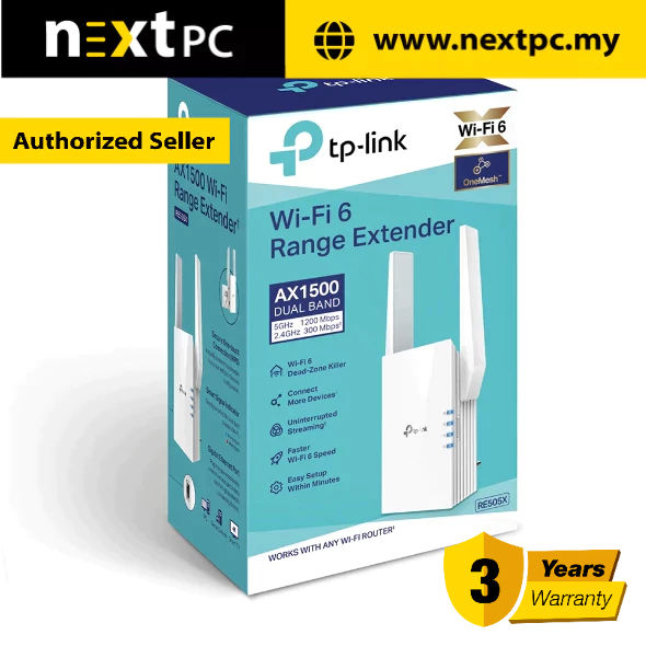 Ready Stock] TP-LINK RE505X AX1500 Wi-Fi Range Extender / 3 Years