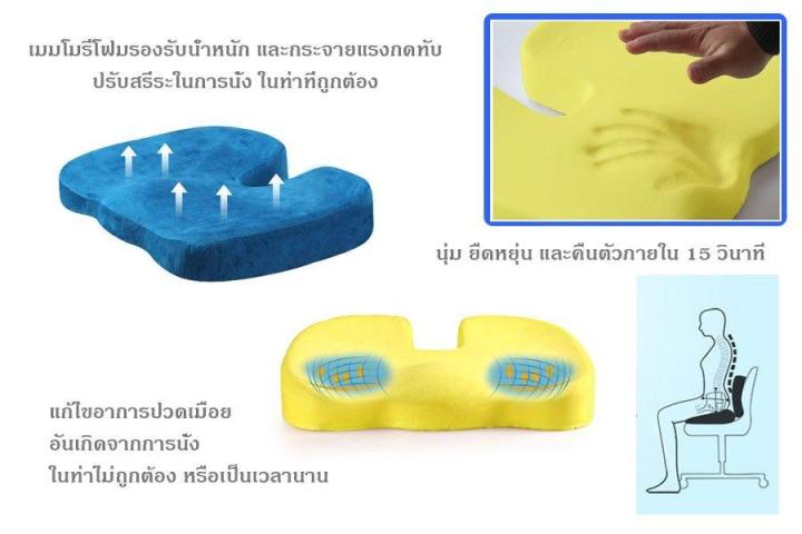 เบาะรองนั่ง-memory-foam-เพื่อสุขภาพ-ที่รองนั่ง-ที่พิงหลัง-หมอนรองหลัง-สีดำ-น้ำเงิน-น้ำตาล-เบาะนั่งสำหรับผู้สูงอายุ-พิงหลัง-เบาะสำหรับคนท้อง-นั่งทำงานคอมเพื่อสุขภาพ-twin-bee-shop