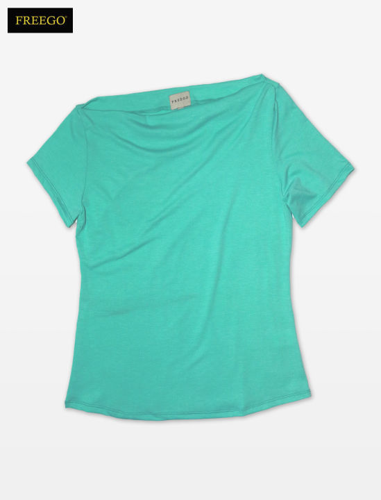 Freego Ladies Plain Cotton Boat Neck T-shirt in Green | Lazada PH