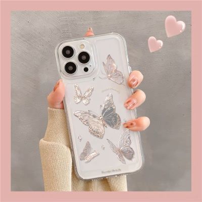 Crystal Butterfly Clear Phone Case Compatible For ITEL S23 Luxury Transparent Shockproof Bumper Cover