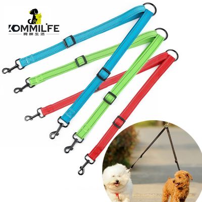 Reflective Pet Dog Leash Double Twin Lead Walking Leash Adjustable Double-head Nylon Dog Leash for Two Dogs Training Rope