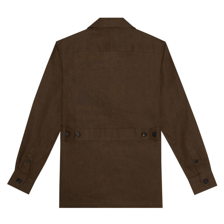 madetomature-linen-safari-jacket-overshirt-tobacco-เสื้อซาฟารีแจ๊กเก๊ต-สีโทแบคโค