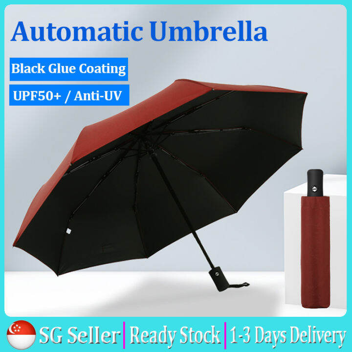 [SG Seller]Windproof Automatic Umbrella with UV Protection Coating 8 Ribs Strong Umbrella