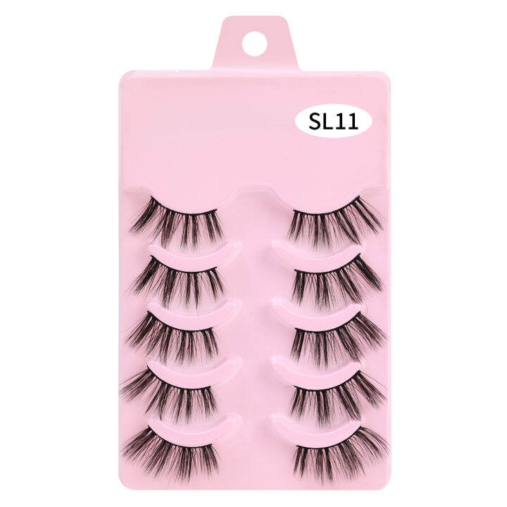 5คู่ครึ่ง-eey-ขนตา-faux-mink-ขนตาปลอม3d-fluffy-หนาขนตายาว-dramatic-volume-lashes-extension-เครื่องมือแต่งหน้า