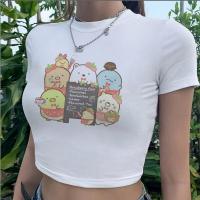 เสื้อครอปสไตล์ฮิปปี้แนว Sumikko Gurashi สวยงามเสื้อครอป Y2k ไซเบอร์แนววินเทจสไตล์ฮาราจูกุสำหรับเด็กผู้หญิง