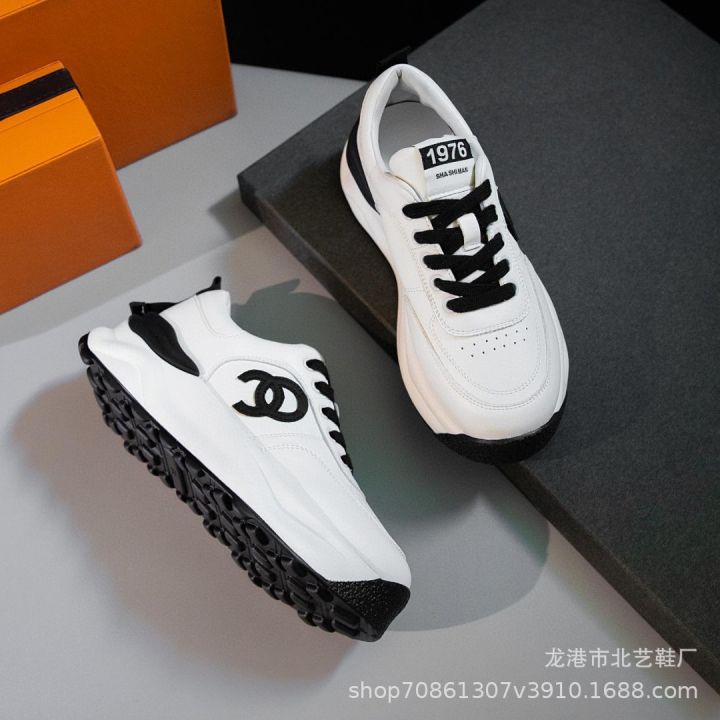 2022korean-autumn-new-platform-womens-shoes-xiaoxiangfeng-dad-shoes-leather-low-top-sports-casual-white-shoes