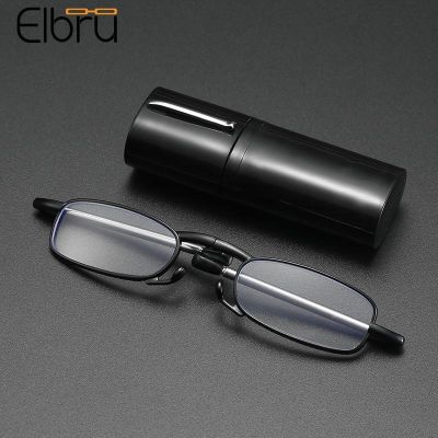 Elbru Metal Folding Reading Glasses With Case Women Men Portable Telescopic Presbyopic Read Eyewear Spectacles Frame 1 4 Oculos