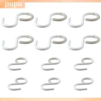 PUPU 12Pcs ปลอดภัยและเงียบ S hooks คอยืดหยุ่น พลาสติกทำจากพลาสติก ตะขอแขวน S ใช้งานได้จริง ปราศจากสนิมอย่างสมบูรณ์ ตะขอรูปตัว S หมวกก้านตู้เสื้อผ้า