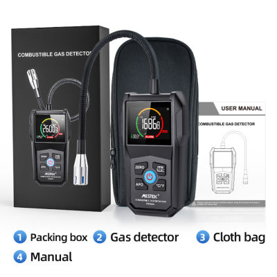 MESTEK CGD02A Combustible G-as Detector High Precision Hand-held G-as Leak Tester Monitor VA Reverse Display Sound and Light Alarm 0-50000ppm