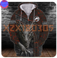 【xzx180305】Personalized Name Galaxy Dragon And Wolf - 3D Printed Pullover Hoodie 18