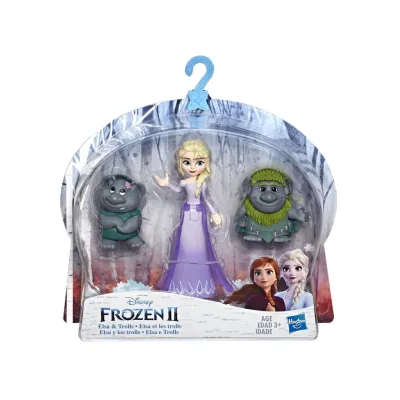 Hasbro Disney Frozen Elsa Small Doll With Troll Figures ฮาสโบร ดิสนี่ย์ โฟรเซ่น ตุ๊กตาเอลซ่า และ ฟิกเกอร์ โทรล ลิขสิทธิ์
