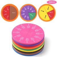 Polocat 1 Set EVA Round Shaped Fraction Instrument Demonstrator Montessori Math Educational Toy Math Teaching Gift Student Learning Tool