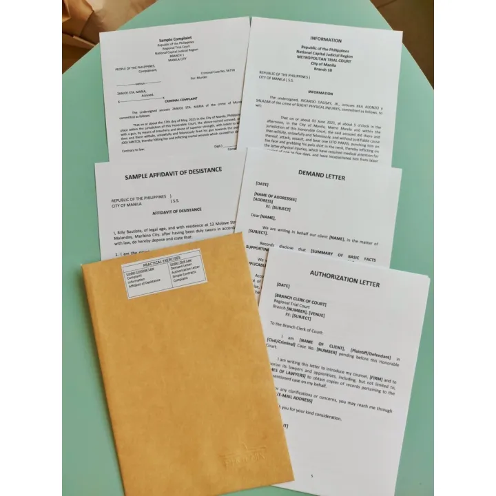 12 PAGE Legal Forms/Practical Exercises for 2022 Bar Exam Lazada PH