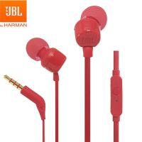 หูฟังสเตอริโอแบบมีสาย T110 Jbl หูฟังพร้อมไมค์ลึกหูฟังออกกำลังแฮนด์ฟรีพร้อมไมค์ควบคุมในสายสำหรับ Ipone/huawei