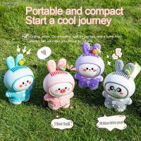 ✺▥● New Cartoon USB Charged Portable USB Fan Cute Rabbit Mini Fan Strong Wind Summer Cooling Fan