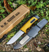 BUSHCRAFT KNIVES มีดพกพาแค้มปิ้งพร้อมปลอกอย่างดี มีแท่งจุดไฟมาให้ด้วย วัสดุ 5Cr15Mov สินค้าคุณภาพ ราคาย่อมเยาว์