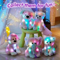 ตุ๊กตาแมวสีสันสดใสของเล่นตุ๊กตาของขวัญพร้อมไฟ LED ของเล่นสำหรับเด็กผู้หญิงยัดไส้หมอนลายสัตว์เด็ก