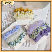 YANGU 3pcs แฟชั่นสำหรับผู้หญิง ผ้าชีฟองเส้นด้าย scrunchies อีลาสติก ที่มัดผม ยางรัดผม แถบคาดศีรษะ หางม้าหางม้า เชือกมัดผม สำหรับผู้หญิง