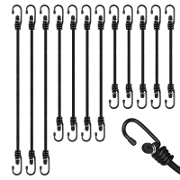 12 PCS Bungee Cords with Hooks 24, 32, 40 Inches with Reliable Metal Hooks Multi Purpose Elastic Bungee Straps