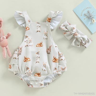 ¤●✖ Ma bebê 0-24m páscoa recém-nascido meninas macacão bonito buuny coelho impressão plissado roupas de verão d01