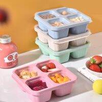 ✢△ Storage Box Green Rugged And Durable Wheat Orange Material Simple And Beautiful Lattice Design Lunch Box Bento Box Pink Beige