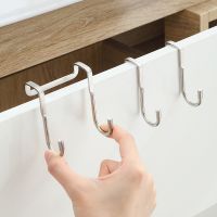 【YF】 Stainless Steel Bedside Hook Free Punching Double S-type Bathroom Cabinet Door Rack Towel Storage Behind The