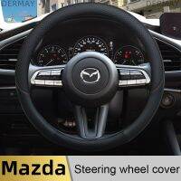 100% DERMAY Brand Leather Sport Car Steering Wheel Cover High Quality For Mazda 3 Bl Bj Bn 323 Axela 3 Sport Auto Accessories