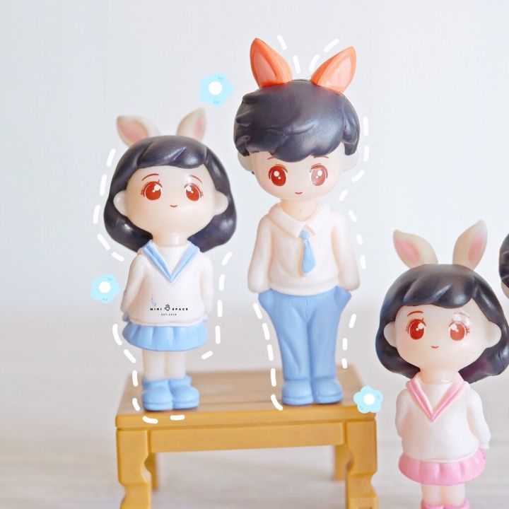 rabbit-cute-โมเดลตุ๊กตาเด็กชายหญิงชุดนักเรียนหูกระต่าย-ตัวการ์ตูนชายหญิงชุดนักเรียน