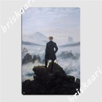 Wanderer Above The Sea Of Fog Metal Sign Wall Mural Garage Club Design Plaques Tin Sign Poster（Only one size: 20cmX30cm）(Contact seller, free custom pattern)