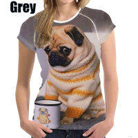 2023 NewWomen S Cute 3D พิมพ์เสื้อยืดแขนสั้น Dog T-Shirt