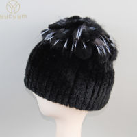 Natural Fur Hats For Women Winter Real Rex Rabbit Hat Fox Fur Knitting Female Warm Snow Caps Ladies Elegant Princess Beanies Cap