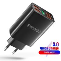 【Taotao Electronics】 48W 5 USB Charger Quick Charge 3.0สำหรับ Iphone 12 Pro Max 11 Xiaomi Samsung Oneplus Universal โทรศัพท์มือถือ Fast Charging