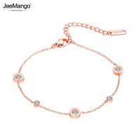 JeeMango Trendy Rose Gold Color Love Roman Numeral Anklet For Women Titanium Steel Foot Link Chain Anklet Female Jewelry JA19022