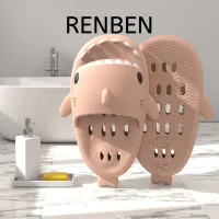 RENBEN Slippers Shark Massage Sole Adult Couples Anti-Slip Bathroom Water Leaking Trendy Outdoor Home Cute Sandals Quick-drying Home Slippers