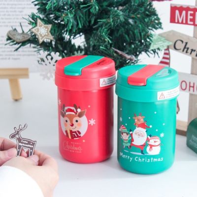 Christmas Insulation Cup Ins Wind Cute Christmas Gift Stainless Steel Water Cup Portable Straw Cup Cute Deer Cup 【Bottle】