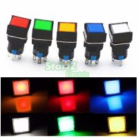 16mm Push Button Self Lock Latching Switch Square Halogen Light DC12V DC24V AC110V AC220V