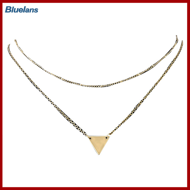 Bluelans®สร้อยคอโซ่จี้รูปสามเหลี่ยมหลายชั้นสำหรับผู้หญิงของขวัญเครื่องประดับ