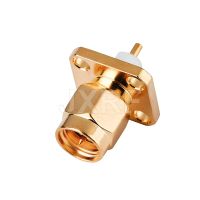 JX RF Connector 5PCS SMA Male plug RF Coax Connector solder post Cable 4-hole panel mount Gold plated Electrical Connectors