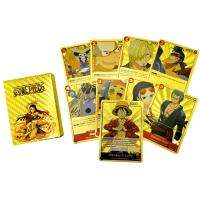 【CW】∋  New 55pcs Piece Cards In English Luffy Zoro Nami Gold Plastic Card Collection Battle Trainer Children