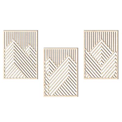 3 Pcs Wall Hanging Decor Wooden Craft Vintage Home Pallet Mountain Picture Range With Box Sticker