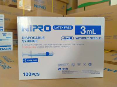 ไซริงค์พลาสติก,กระบอกฉีดยา SYRINGE NIPRO ขนาด 3 ml บรรจุ 100 ชิ้น