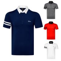 Titleist Malboneirj.lindeberg Mizuno เสื้อโปโลผู้ชาย,กางเกงเล่นกอล์ฟใหม่2023ฤดูร้อนเสื้อยืดผู้ชายกีฬาแขนสั้นกลางแจ้งลำลองบางระบายอากาศได้ดีเสื้อยืดแห้งเร็ว